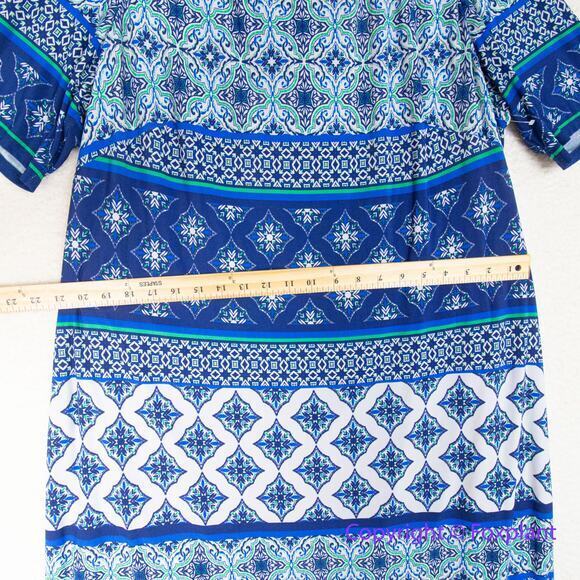 Eliza J Geo Striped Knit Dress blue gold‎ zipper, plus size 18W - Picture 4 of 12